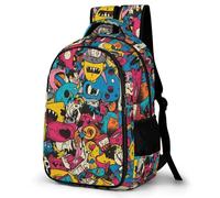 WECECE Cartable Trend Graffiti Garçon Sac À Dos Collège Léger Pour Fille CM1 CM2 6e 5e 4e 3e, Sac À Dos, Cartable Colourful École Voyage Loisirs