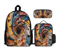 WECECE Ensemble Cartable Vision Enfant Scolaire, Sac à Dos Vertige avec Lunch Bag et Trousse pour Garçons Filles CE1 CM1 CM2