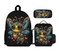 WECECE Ensemble de Sac à Dos Abeille Fille Primaire 3 Pièce, Cartable Reine des Abeilles Enfant Scolaire Kawaii, Sac Ecole Garçons Léger Capacité pour CP CE CM 6 à 12 ans