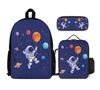 WECECE Ensemble de Sac à Dos Astronaute Garçons Primaire 3 Pièce, Kawaii Cartable Astronaute Enfant Scolaire, Sac Ecole Fille Collège Léger pour CP CE CM 7 à 12 ans