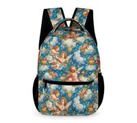 WECECE Sac à Dos Anges Garçon Fille 7-10 Ans Cartable Fleurs CE1-CM2 pour Enfants Sac d'École Solide 43x32x15 cm École Primaire Cadeau de Rentrée Livres Cahiers