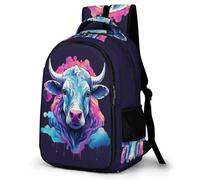 WECECE Sac à Dos Bétail Bison Collège Garçon Fille Cartable Scolaire Vache Taureau 9-12 Ans Sac d'École Léger Imperméable pour Rentrée Voyage Promenade, School Bag Voyage Loisirs