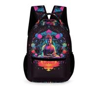 WECECE Sac à Dos Bouddha Lotus Élèves 11 Ans Cartable Bouddhisme 6e pour Enfants Sac d'École Léger Durable 43x32x15 cm Collège Loisirs Quotidien Livres Cahiers