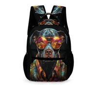 WECECE Sac À Dos BouleChienue Français Fille Sac A Dos Enfants Garçons Sacs Ecole Filles Garçon Primaire Cartable Chien Animal Scolaire Poids Léger Avec Poche À Bouteille Poche Avant