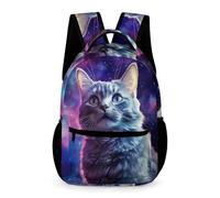 WECECE Sac À Dos Chat de la Galaxie Garcon, Léger Cartable Chaton Filles Enfant CM1/4ème Primaire 10 Ans Mignon Sac À Dos Fille Garçon Pour A4 Dossier Voyage