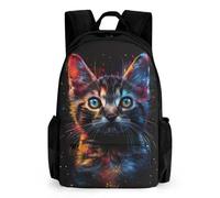 WECECE Sac À Dos Chat Design Pour Filles Cartable Animaux Le Chaton Print Primaire CM1/CE2 Sac Ecole Élégant Et Léger Pour Les Adolescents Pour 9-16ans, Sacs D'école Grande Capacité