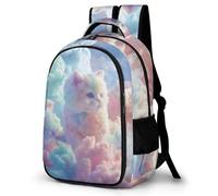 WECECE Sac À Dos Chat Fille Sac A Dos Chaton Nuage Enfants Garçons Filles Grand Sac Ecole Fille Garçon Primaire Sac A Dos Scolaire Poids Léger Avec Poche À Bouteille