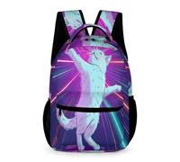WECECE Sac À Dos Chat Fille Sac A Dos Enfants Garçons Sacs Ecole Filles Garçon Primaire Cartable Chaton Scolaire Poids Léger Avec Poche À Bouteille Poche Avant
