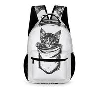 WECECE Sac À Dos Chaton Garçon CM2/CM1/CP, Cartable Chat Enfant 6-11 Ans Mignon Léger Sac A Dos Pour A4 Dossiers Primaire Préscolaire 5ème