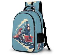 WECECE Sac à Dos Chemin de Fer Train CP CE1 Filles et Garçons Sac Scolaire Train 7 Ans Léger Durable À la Mode pour Cours Voyage Loisirs et Usage Quotidien Rentrée Scolaire