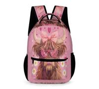 WECECE Sac À Dos CM2 Garçon, Sac D'école Cartable Vache des Highlands, Cartable Fille Garçons Primaire, Sacs Scolaires Animal Taureau Print Filles Durable Pour Enfants