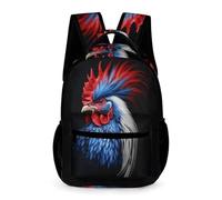 WECECE Sac À Dos Coq de Bruyère Fille Sac A Dos Enfants Garçons Sacs Ecole Filles Garçon Primaire Cartable Poulet Français Gaulois Scolaire Poids Léger Avec Poche À Bouteille Poche Avant