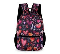 WECECE Sac à Dos Cœur Design Filles Garçons 10 Ans Sac Scolaire Rouge CM2 Ado Cartable Léger 43x32x15 cm pour École Primaire Rentrée des Classes Livres Cahiers