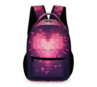 WECECE Sac à Dos Cœurs Motif Adolescents 6-9 Ans Cartable Amour Cœurs CP-CM1 Élèves Sac d'École Durable Backpack 43x32x15 cm Promenade Randonnée Livres Cahiers