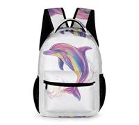 WECECE Sac À Dos Dauphin Fille Sac A Dos Enfants Garçons Sacs Ecole Filles Garçon Primaire Cartable Créature de la Mer Scolaire Poids Léger Avec Poche À Bouteille Poche Avant