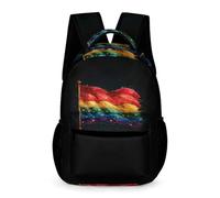 WECECE Sac À Dos Drapeau Arc-en-ciel Fille Sac A Dos Enfants Garçons Sacs Ecole Filles Garçon Primaire Cartable Coloré Scolaire Poids Léger Avec Poche À Bouteille Poche Avant