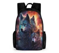 WECECE Sac À Dos Enfant, Sac D'école Cartable Loup, Cartable Fille Garçons Primaire, Sacs Scolaires 3D Loup Filles Durable Pour Enfants