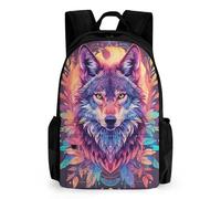 WECECE Sac À Dos Enfant, Sac D'école Cartable Loup, Cartable Fille Garçons Primaire, Sacs Scolaires 3D Loup Filles Durable Pour Enfants