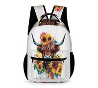 WECECE Sac À Dos Enfant Vache des Highlands Imprimé Cartable Enfants Sacs De Voyage Étudiant Cartable Imprimé Animal Taureau Livre Sacs Scolaires Animé Mode Sac À Dos Pour Maternelle