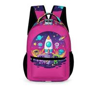 WECECE Sac à Dos Espace Fusée Ado 6-9 Ans Cartable Extraterrestres CP-CM1 Adolescents Sac Collège Pratique 43x32x15 cm École Primaire Voyage Livres Cahiers