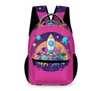WECECE Sac à Dos Espace Fusée Enfants 6-8 Ans Cartable Extraterrestres CP-CE2 Élèves Sac d'École Grand Format Backpack 43x32x15 cm Cours Voyage Usage École