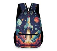 WECECE Sac à Dos Espace Fusée Garçon Fille 6-8 Ans Cartable Planètes CP-CE2 Élèves Sac Collège Durable 43x32x15 cm École Primaire Voyage Loisirs Livres Cahiers