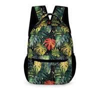 WECECE Sac À Dos Feuilles Tropicales Fille Sac A Dos Enfants Garçons Sacs Ecole Filles Garçon Primaire Cartable Scolaire Poids Léger Avec Poche À Bouteille Poche Avant