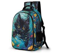 WECECE Sac à Dos Fille Garçon Noir Chaton Élèves Primaire Sac Animal Chat 8 Ans Cartable Scolaire Léger Grand Format pour École Voyage Promenade, Daypack Cadeau du Nouvel An et Loisirs