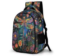 WECECE Sac à Dos Fleurs Libellule CP CE1 Filles et Garçons Sac Scolaire Insecte Thème 9-11 Ans Léger Durable À la Mode pour Cours Voyage Loisirs et Usage Quotidien Rentrée Scolaire