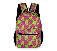 WECECE Sac À Dos Fraise Garcon, Léger Cartable Impression de Fruits Filles Enfant CM1/4ème Primaire 10 Ans Mignon Sac À Dos Fille Garçon Pour A4 Dossier Voyage