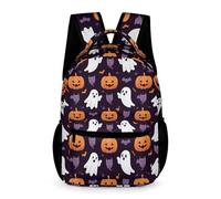 WECECE Sac à Dos Halloween Thème Fantôme Maternelle Primaire 7 Ans Cartable Thème Halloween CE1-CE2 Garçons et Filles Daypack Affaires d'École Gourde École Voyage Loisirs
