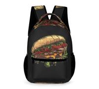 WECECE Sac À Dos Imprimé Burger Fille Sac A Dos Enfants Garçons Sacs Ecole Filles Garçon Primaire Cartable Motif Alimentaire Scolaire Poids Léger Avec Poche À Bouteille Poche Avant