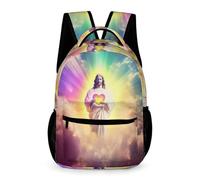 WECECE Sac à Dos Jésus Chrétien Garçons Filles 6-10 Ans Sac Scolaire Jésus CP-CM2 Enfants Cartable Scolaire Grand Format 43x32x15 cm Balade Études Usage École