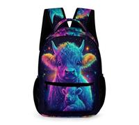 WECECE Sac à Dos Kawaii Bovin Motif Enfants 8 Ans Cartable Vache Highland CE2 Élèves Sac Collège Léger 43x32x15 cm École Primaire Cours Voyage Usage École