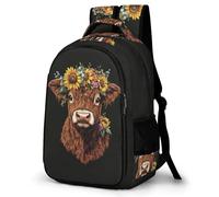 WECECE Sac à Dos Kawaii Vache Highland Garçons 10 Ans Cartable Scolaire Bovin Enfants CP Sac d'École pour Élèves Grand Imperméable Cadeau d'Anniversaire École Daypack