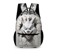 WECECE Sac À Dos Loup Garçon CM2/CM1/CP, Cartable 3D Loup Theme Enfant 6-11 Ans Mignon Léger Sac A Dos Pour A4 Dossiers Primaire Préscolaire 5ème