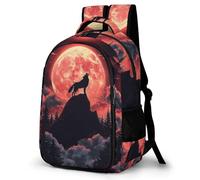 WECECE Sac à Dos Loup Pleine Lune CE1 CE2 pour Filles et Garçons Cartable Loups Lune 14 Ans Sac d'École Léger Imperméable pour École Promenade Sorties, School Bag Cadeau du Nouvel An et Loisirs