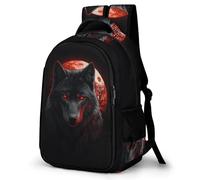 WECECE Sac à Dos Loup Pleine Lune CE1 CE2 pour Filles et Garçons Cartable Loups Lune 14 Ans Sac d'École Léger Imperméable pour École Promenade Sorties, School Bag Cadeau du Nouvel An et Loisirs