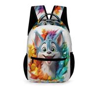 WECECE Sac À Dos Loup Pour Filles, Enfants Sac D'école Primaire Étudiants Cartable Animal Loup Scolaires Sacs Léger Voyage Élèves Cadeaux De Rentrée Ccolaire 5-9 Ans