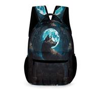 WECECE Sac À Dos Loup Scolaire Cartable Animal Loup Quatrième Fille Garcon Backpack Loisir Sacs De Voyage Sac À D'école Léger Rucksack Pour Enfant 6,7,8,9Ans