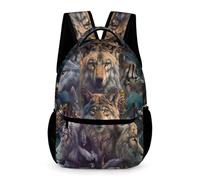 WECECE Sac à Dos Loups Tigre Filles Garçons 9-13 Ans Cartable Animal Loup CM1-4e Ado Sac d'École Grand Backpack 43x32x15 cm Rentrée des Classes Livres Cahiers