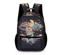 WECECE Sac à Dos Lune Étoiles Garçon Fille 10 Ans Sac Scolaire Coloré Nuages CM2 Enfants Cartable Scolaire Léger 43x32x15 cm Cadeau de Rentrée Livres Cahiers