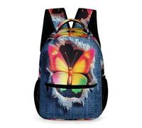 WECECE Sac à Dos Mignon 3D Papillon Garçons 7-10 Ans Cartable Papillon CE1-CM2 Filles Sac d'École Pratique Backpack 43x32x15 cm Usage Quotidien Livres Cahiers