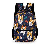 WECECE Sac à Dos Mignon Corgi Chien Élèves 7 Ans Sac Scolaire Chiot CE1 Enfants Cartable Léger 43x32x15 cm pour École Primaire Loisirs Quotidien Livres Cahiers