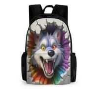 WECECE Sac À Dos Mignon Pour Enfants Loup Pour Tout-petits Filles Garçons, Cartable Animaux en Animaux en 3D Loup Theme Enfant, Rucksacks Adolescents Cadeaux Pour La Saison Scol