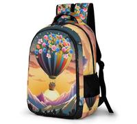 WECECE Sac à Dos Montgolfière Air Ballon Collège Filles et Garçons Sac Scolaire Fleurs Paysage 13-15 Ans Grand Format Durable pour Voyage Loisirs Promenade et Sorties Usage Quotidien