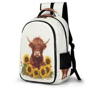WECECE Sac à Dos Motif Bovin Garçons 10 Ans Cartable Scolaire Vache Highland Enfants CP Sac d'École pour Élèves Grand Imperméable Cadeau d'Anniversaire École Daypack