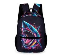 WECECE Sac à Dos Motif Requin Enfants Garçons CM2 Cartable Vie Marine Filles 10-13 Ans Sac Scolaire Léger avec Poches Latérales Livres Gourde Parapluie Rentrée Scolaire Voyage