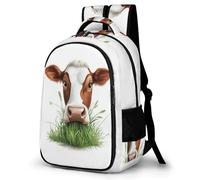 WECECE Sac à Dos Motif Vache Élèves 11-15 Ans Cartable Scolaire Animal Bovin Enfants Collège Sac d'École pour Enfants Imperméable Scolaire Cadeau de Rentrée Loisirs
