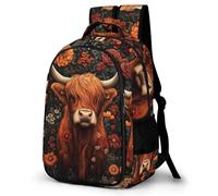 WECECE Sac à Dos Motif Vache Highland Adolescents 12 Ans Cartable Scolaire Taureau Élèves Collège Sac Collège pour Enfants Imperméable Durable Rentrée Scolaire Loisirs